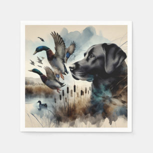 Schwarzes Labrador und Enten Serviette