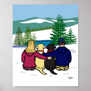 Schwarzes Labrador und Gelbes Labrador und Eltern Poster
