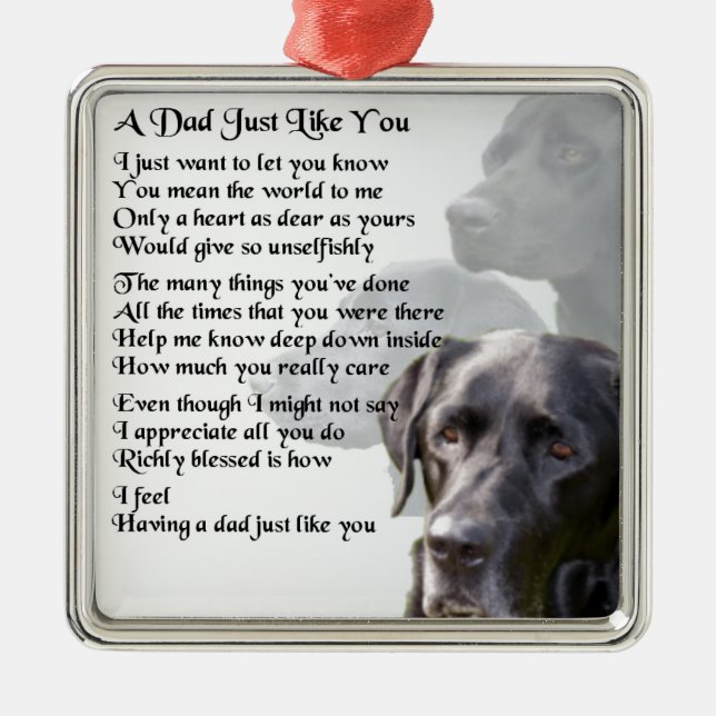 Schwarzes Labrador-Vater-Gedicht Ornament Aus Metall (Vorne)