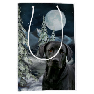 Schwarzes Labrador Weihnachten Mittlere Geschenktüte
