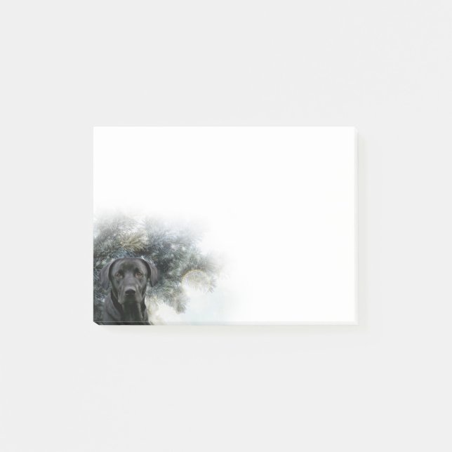 Schwarzes Labrador-Weihnachten Post-it Klebezettel (Vorderseite)