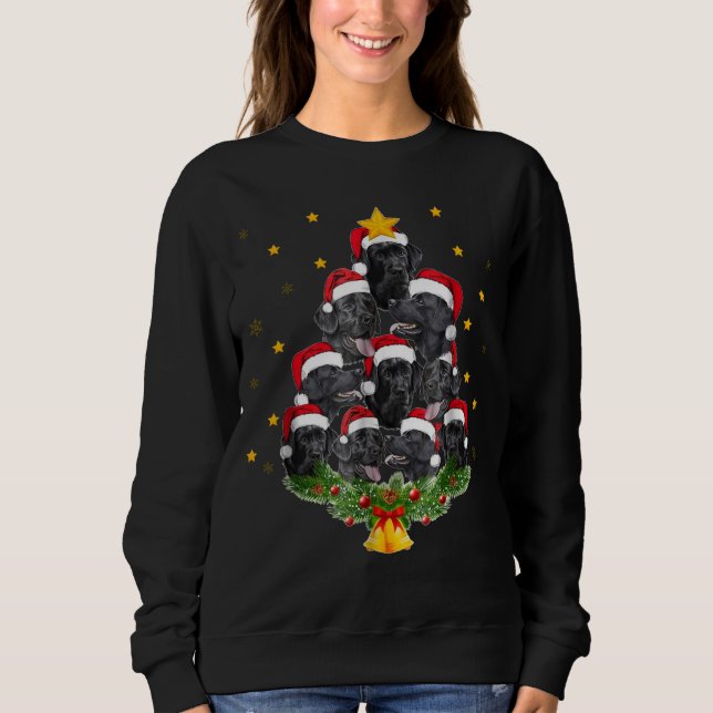 Schwarzes Labrador-Weihnachtsbaum-T-Shirt Sweatshirt (Vorderseite)
