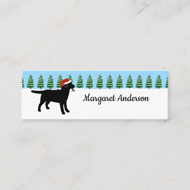 Schwarzes Labrador-Weihnachtssankt-Lesezeichen Mini Visitenkarte (Vorderseite)