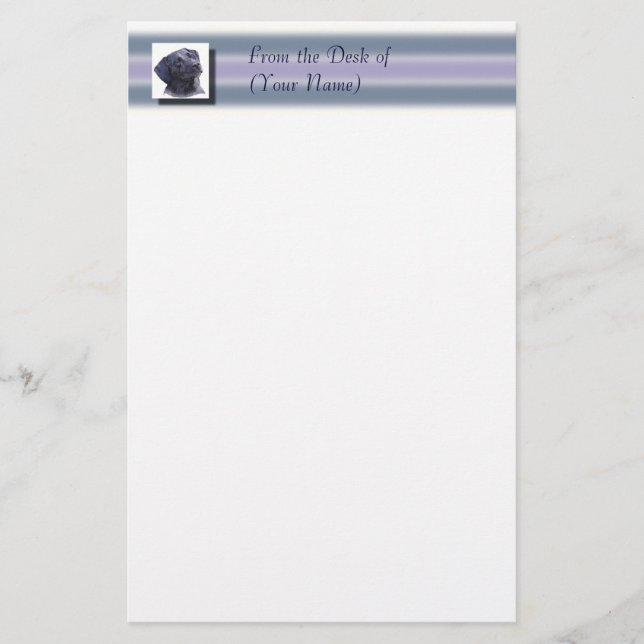 Schwarzes Labradore stationär - vom Schreibtisch Briefpapier (Vorderseite)