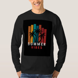 Schwarzes Langarm-T-Shirt mit Sommer-Vibes T-Shirt
