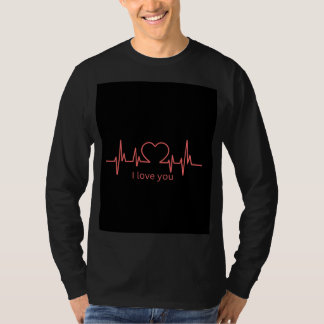 Schwarzes Langarmshirt mit 'Ich liebe dich'-Design T-Shirt
