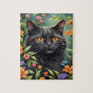 Schwarzes Langhaar-Katzen-Familienhaustierporträt