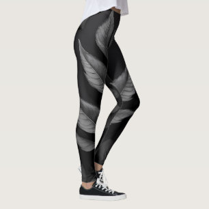 Schwarzes Leaf-Muster Leggings