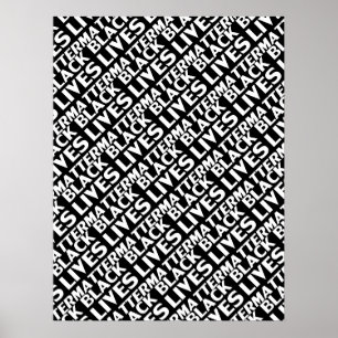 Schwarzes Leben ist wichtig, Schwarz-weißes Muster Poster