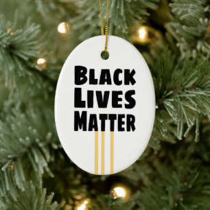 Schwarzes Leben Materie BLM drei gelbe Streifen Keramik Ornament