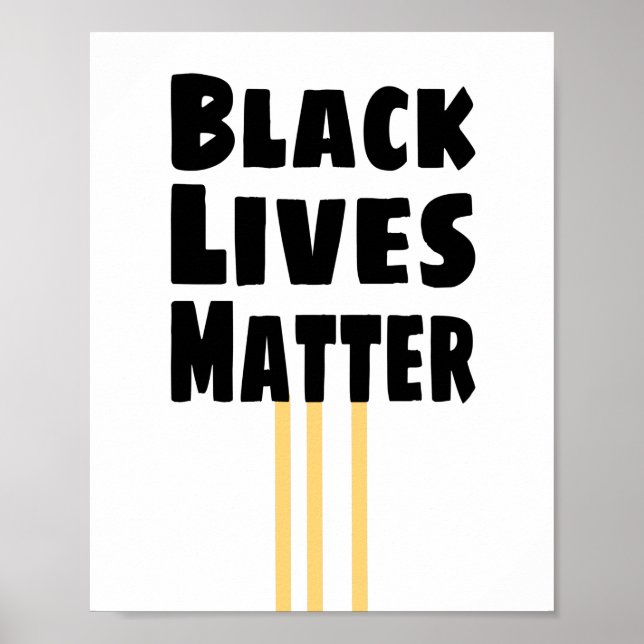 Schwarzes Leben Materie BLM drei gelbe Streifen Poster (Vorne)