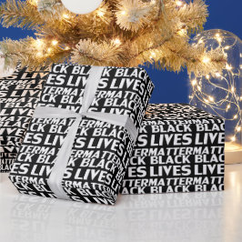 Schwarzes Leben Materie Schwarz-weißes Textmuster Geschenkpapier