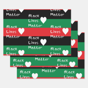 Schwarzes Leben Matter Panafrikanische Flagge Weiß Geschenkpapier Set