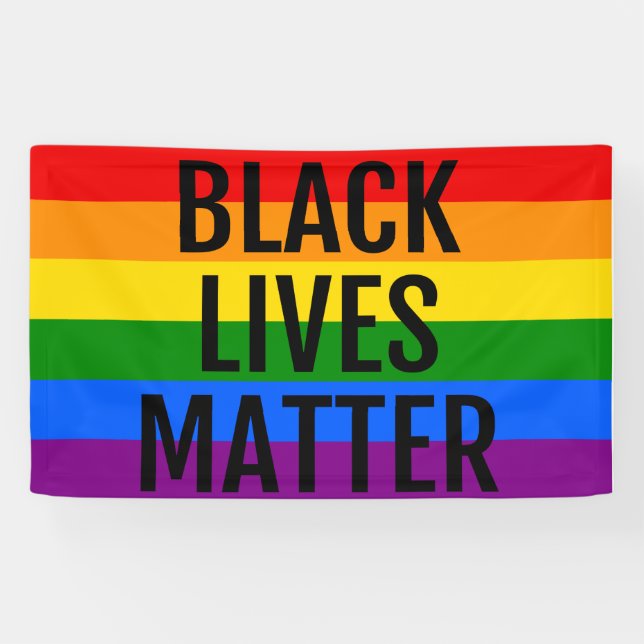 Schwarzes Leben zählt, LGBT-Regenbogenflagge Banner (Horizontal)