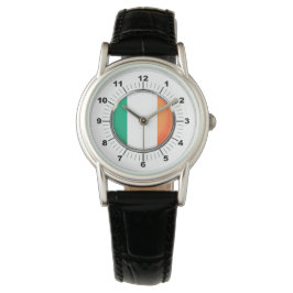 Schwarzes Leder als klassische Flagge für Frauen i Armbanduhr