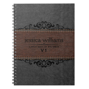 Schwarzes Leder, braun und schwarz Notizblock