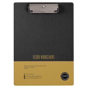 Schwarzes Leder, Gold Klemmbrett