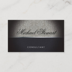 Schwarzes Leder im klassischen Damaskmuster Visitenkarte