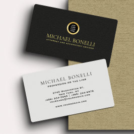Schwarzes Leder-Maskuline Corporate Round Gold-Log Visitenkarte