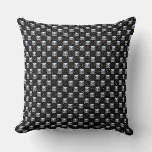 Schwarzes Leder mit Metallkissen Kissen