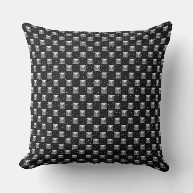 Schwarzes Leder mit Metallkissen Kissen (Vorderseite)