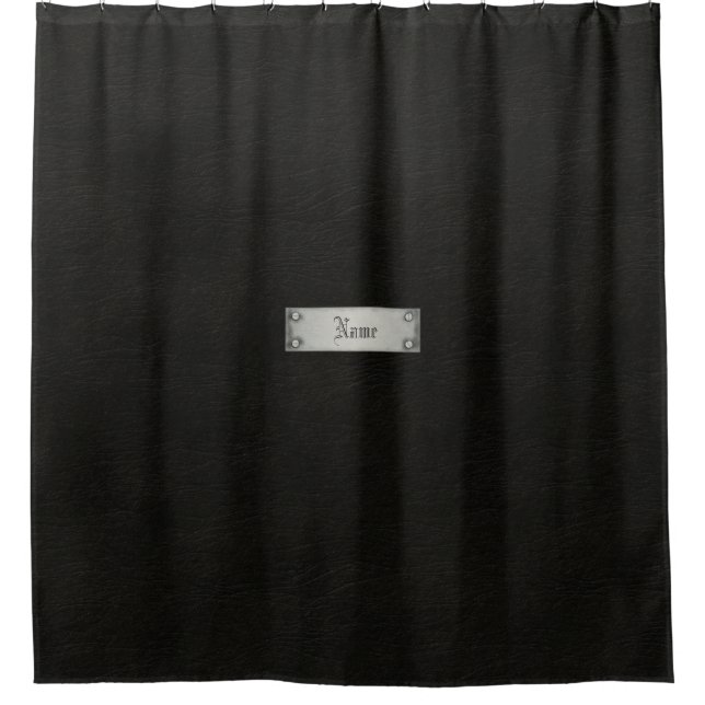 Schwarzes Leder mit Plaketten-Badezimmer Duschvorhang (Vorderseite)