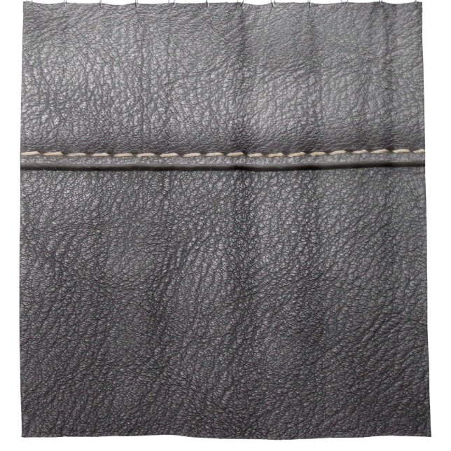 Schwarzes Leder mit weißer Heftung Duschvorhang (Vorderseite)