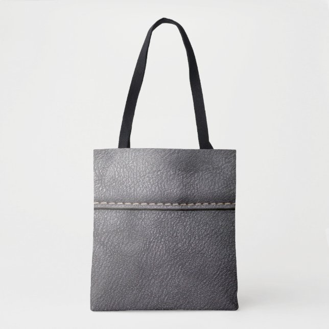 Schwarzes Leder mit weißer Heftung Tasche (Vorderseite)