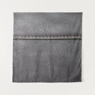 Schwarzes Leder mit weißer Heftung Wandteppich