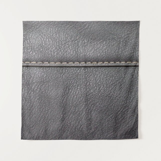 Schwarzes Leder mit weißer Heftung Wandteppich (Vorderseite)