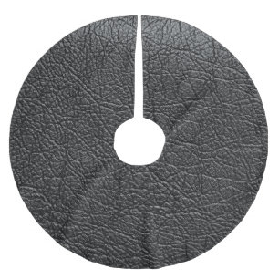 Schwarzes Leder: nahtlose Nahtstruktur. Polyester Weihnachtsbaumdecke