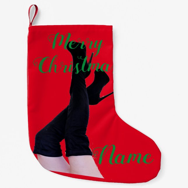 Schwarzes Leder Oberschenkelstiefel Thunder_Cove Kleiner Weihnachtsstrumpf (Vorderseite)