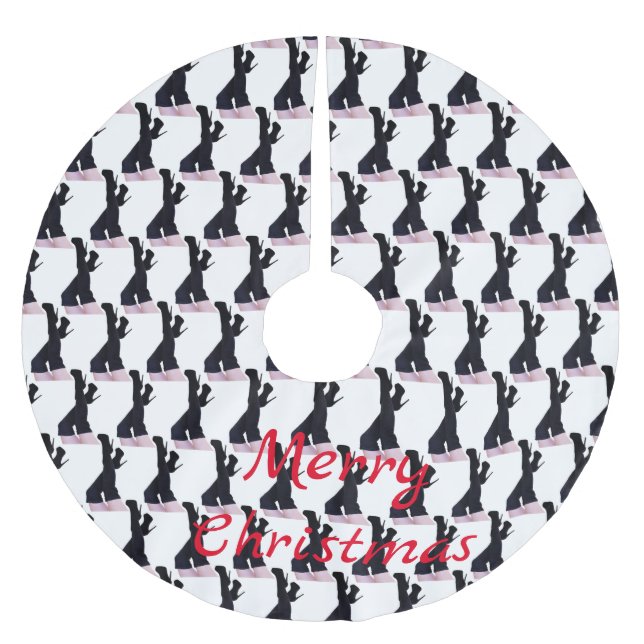 Schwarzes Leder Oberschenkelstiefel Thunder_Cove Polyester Weihnachtsbaumdecke (Vorderseite)