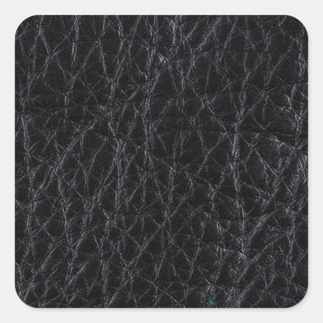 Schwarzes Leder Quadratischer Aufkleber (Vorderseite)