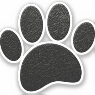 Schwarzes Leder Textur Dog Paw Print Aufkleber