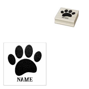 Schwarzes Leder Textur Dog Paw Print Individuelle  Gummistempel