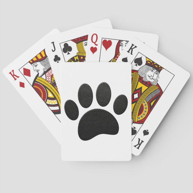Schwarzes Leder Textur Dog Paw Print Spielkarten (Rückseite)