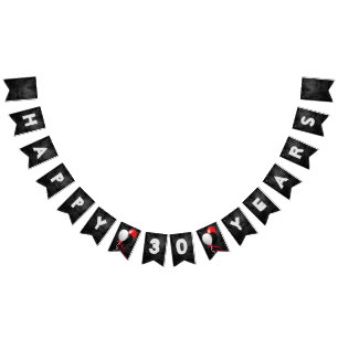 Schwarzes Leder und Ballons 30. Party Wimpelkette