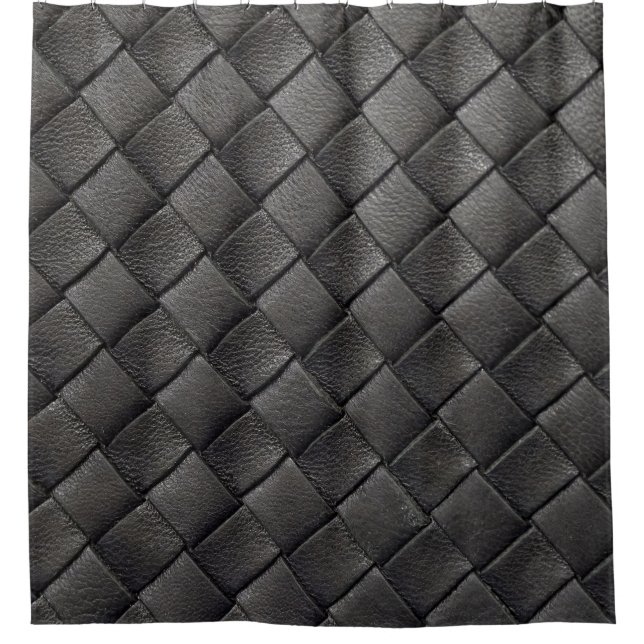 Schwarzes Leder: Vintage Textur Duschvorhang (Vorderseite)