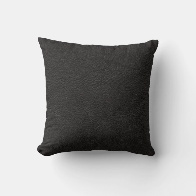 Schwarzes ledernes Druck-Beschaffenheits-Muster Kissen (Vorderseite)