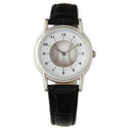 Schwarzes Lederuhr aus dem Baseball Armbanduhr
