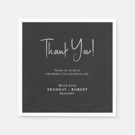 Schwarzes Leinen Einfaches Skript Willkommen Danke Serviette