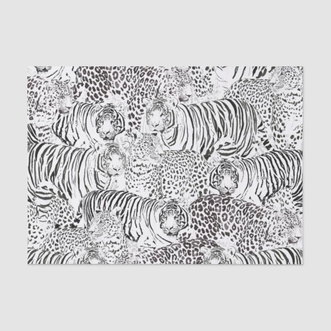 Schwarzes Leopard-Tiger-Muster Seidenpapier (Vorderseite)