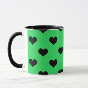 Schwarzes Liebesherz auf grünem Hintergrund Tasse