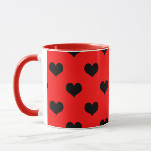 Schwarzes Liebesherz auf rotem Hintergrund  Tasse
