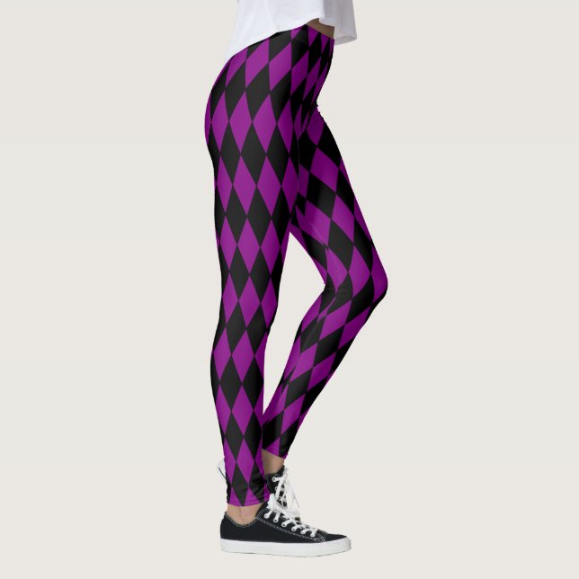 schwarzes Lila des Harlekins Leggings (Rechts)