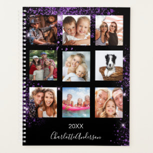 Schwarzes lila Foto-Collage Monogramm 2026 Planer