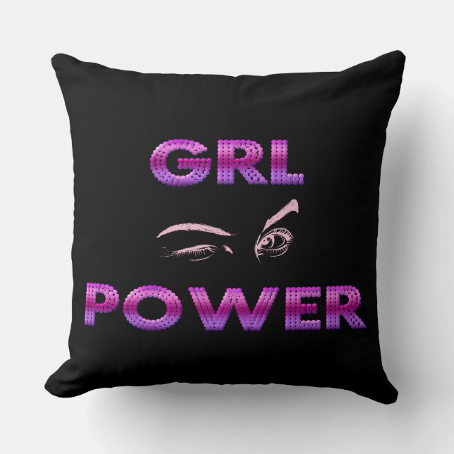 Schwarzes Lila Girl-Power-Kopfkissen Kissen (Vorderseite)