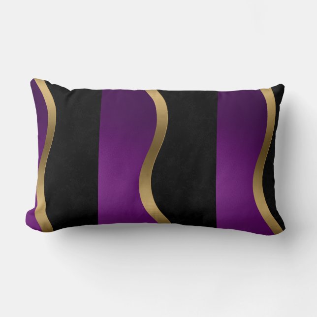 Schwarzes Lila Gold Lendenkissen (Vorderseite)