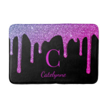 Schwarzes Lila Hot-Pink-Drift-Glitzer Monogramm
